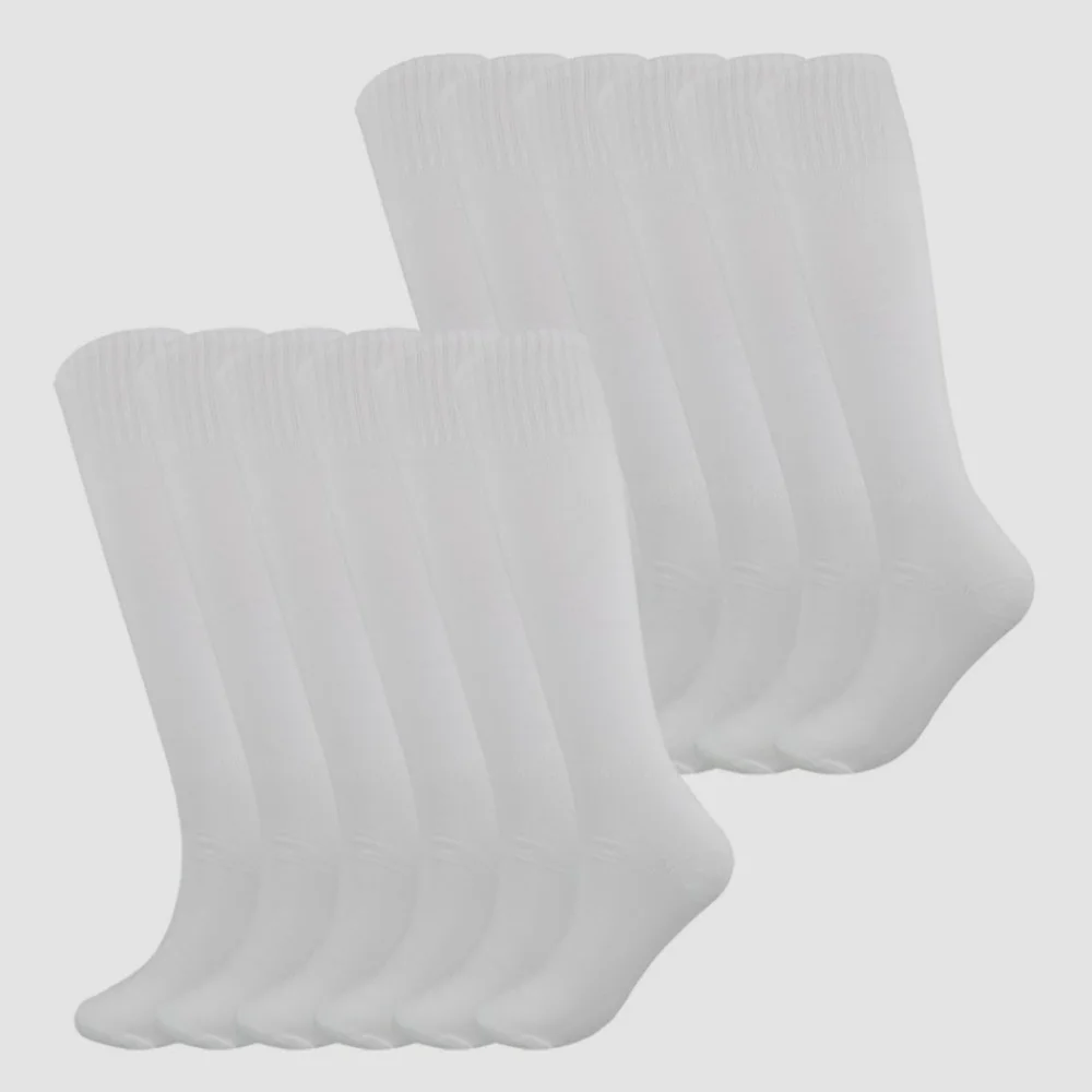 12 pairs knee high multi sport socks baseball socks soccer socks solid white . - Picture 1 of 6
